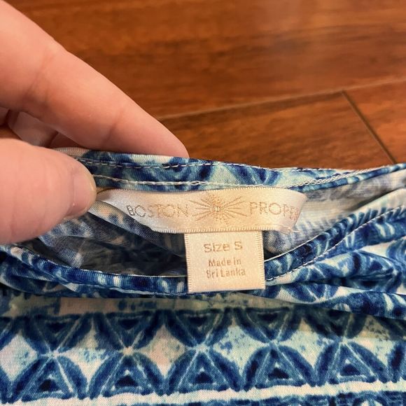 BODEN Womens Small Short Sleeve Blue White Aztec Tunic Cinched Waist Boho Spring - Picture 6 of 9